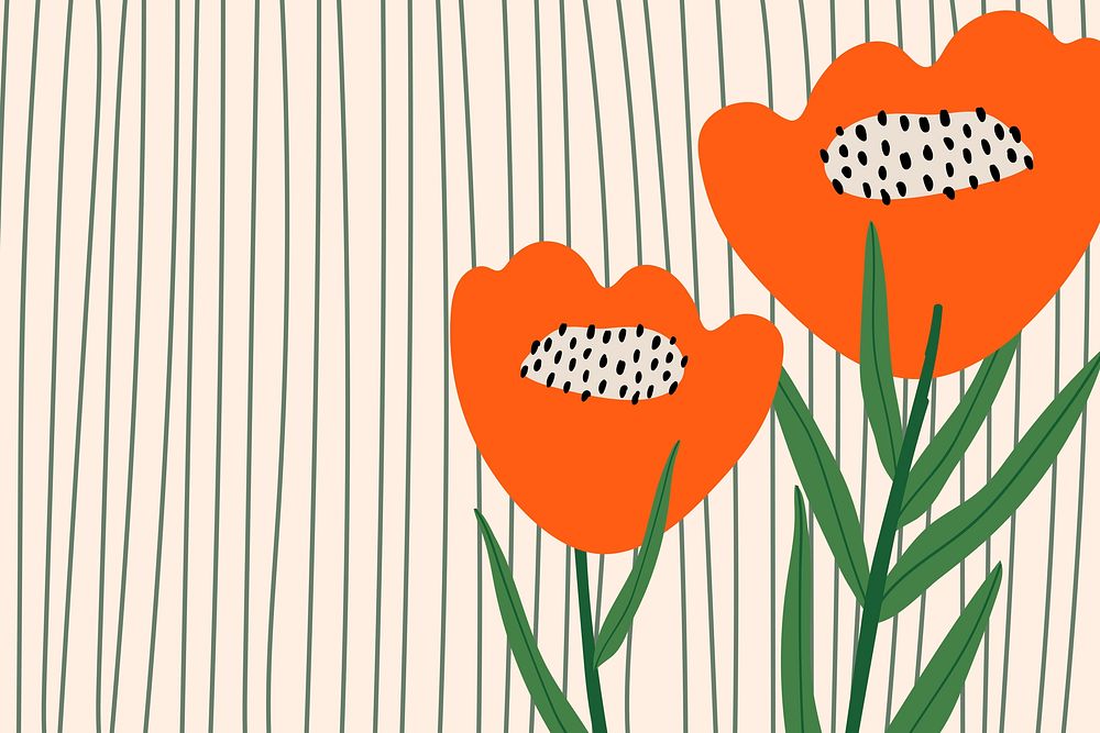 Poppy flower patterned vector background