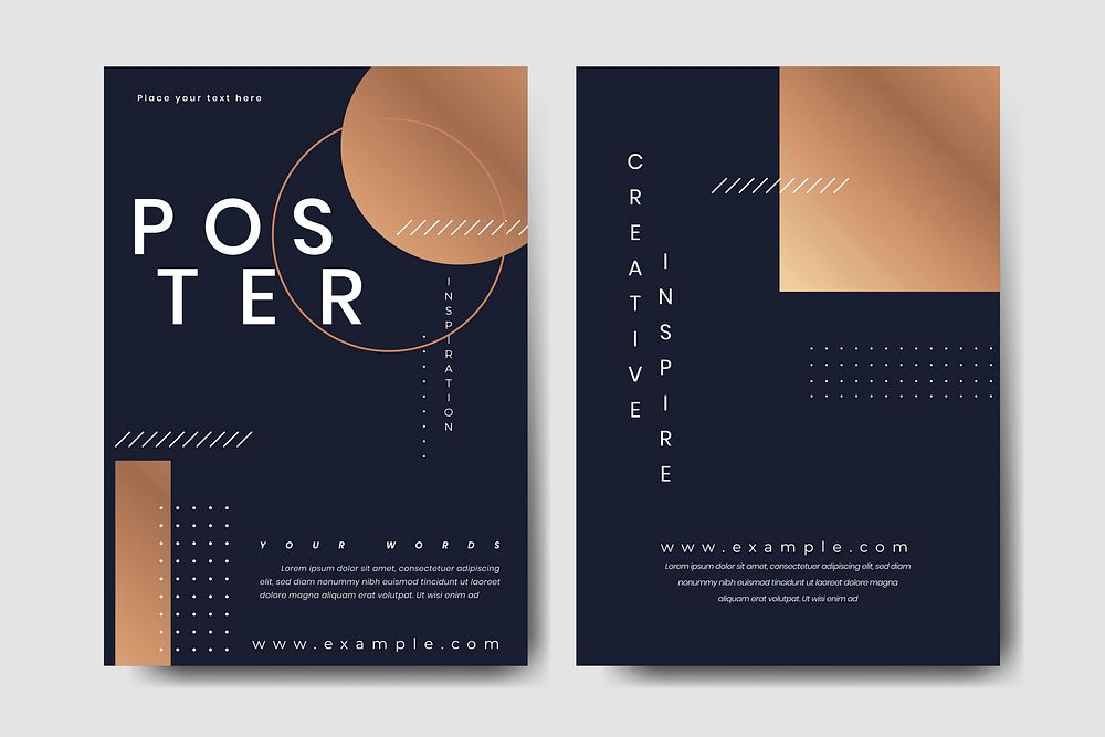 Navy blue poster template vector set