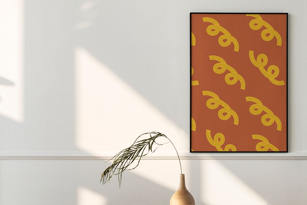 Minimal picture frame mockup psd on the wall home decor
