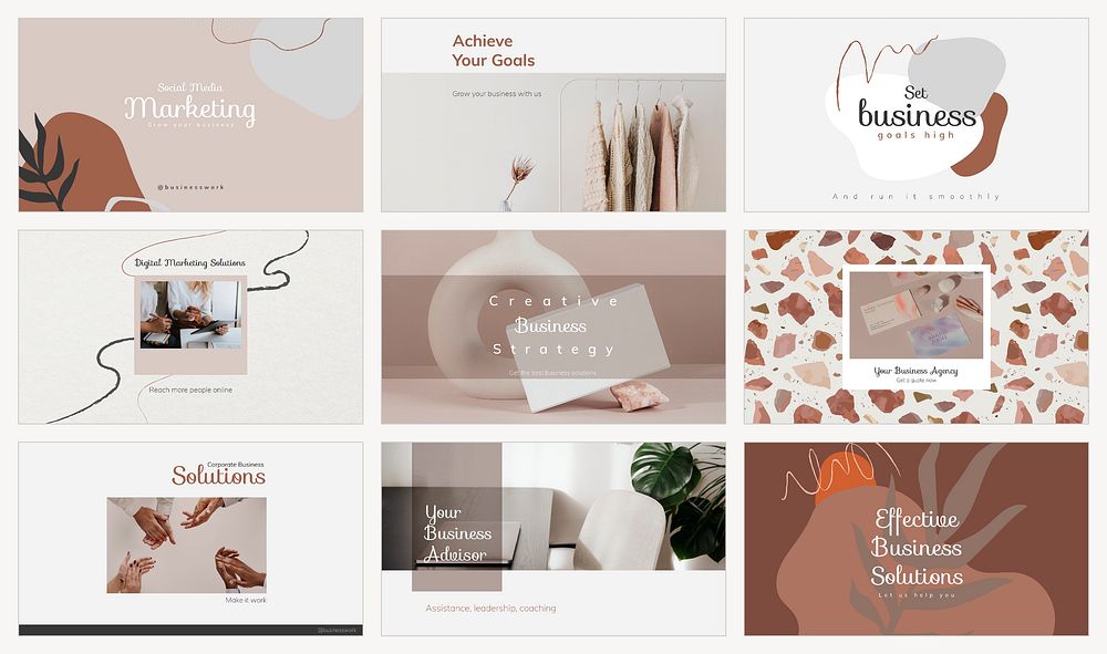 Marketing webinar Instagram post templates, beige design set vector