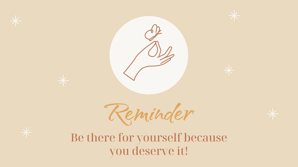 Reminder blog banner template, cute self love design vector