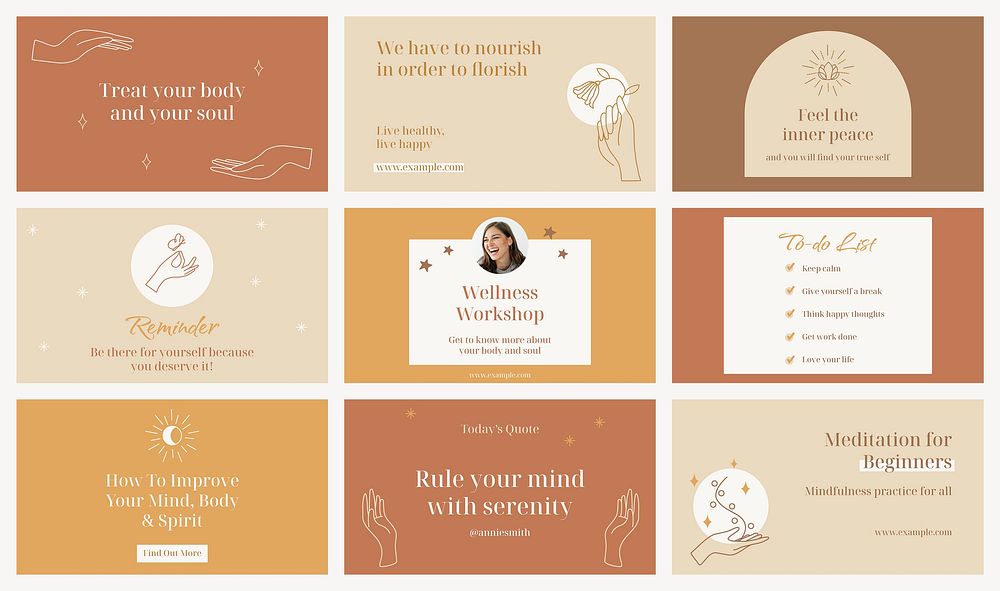 Self love blog banner templates, healthy lifestyle design set vector