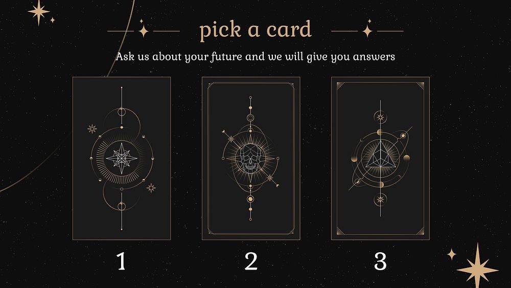 Tarot card Facebook cover template, black and gold celestial design vector