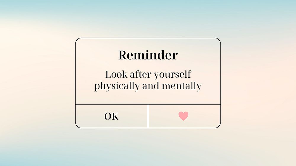 Reminder blog banner, cute self love design vector