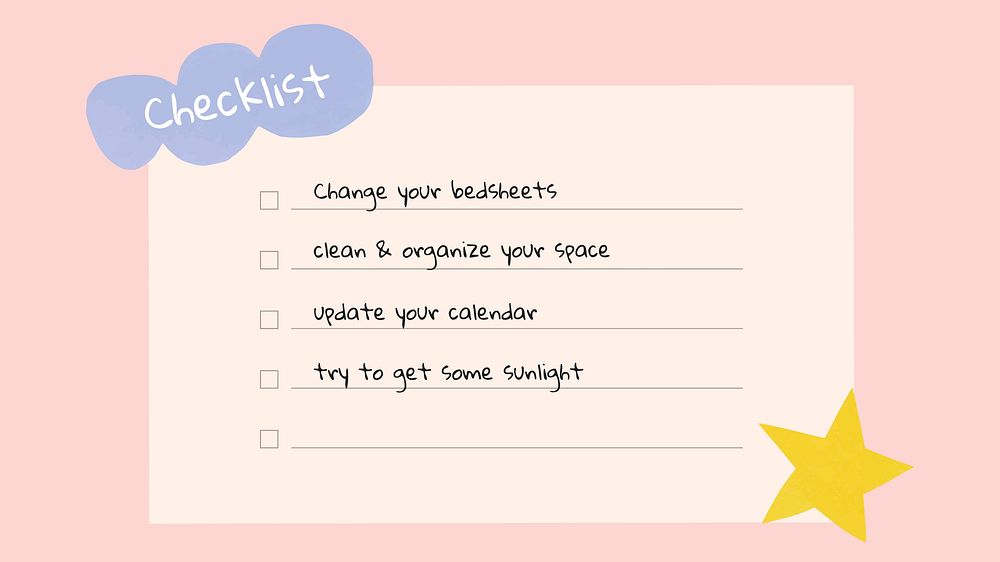 Aesthetic checklist blog banner template, inspirational self love design psd