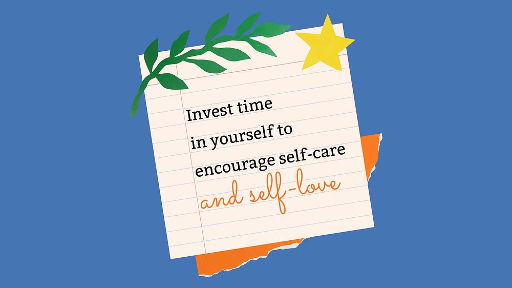 Self care Facebook cover template, inspirational quote design psd