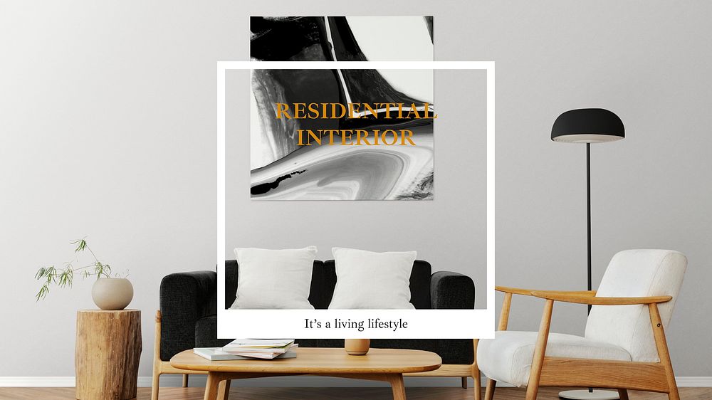 Home decor blog banner template, interior design vector