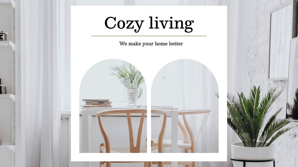 Home decor blog banner template, interior design vector