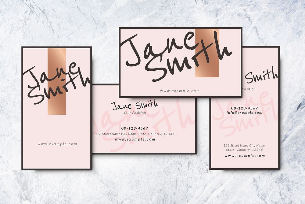 Pink business card template vector