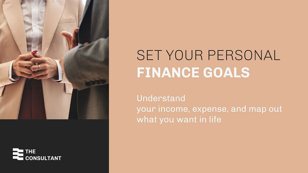 Finance goals Facebook cover template, business consulting, beige design vector