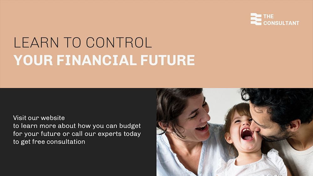 Family finance blog banner template, financial service, beige design psd