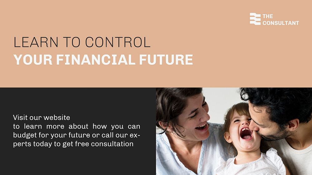Family finance blog banner template, financial service, beige design vector