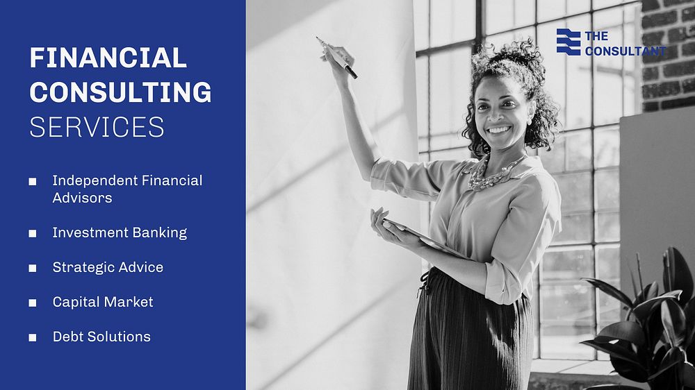 Financial consulting blog banner template, debt solutions vector