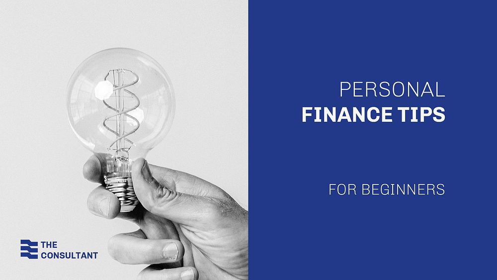 Finance tips PowerPoint presentation template, financial service, blue design psd