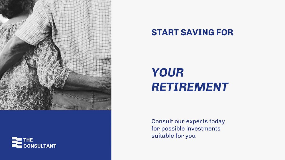 Retirement planning Facebook cover template, financial consulting service, blue design psd