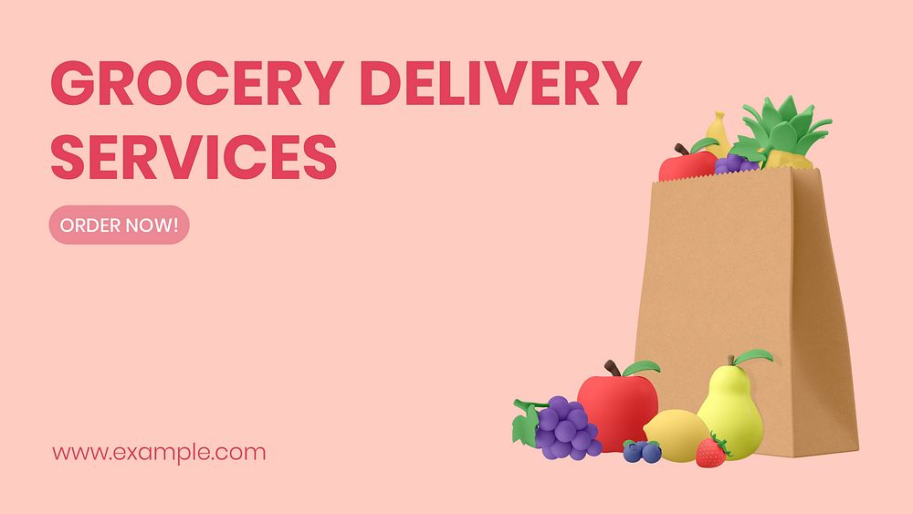 Grocery delivery blog banner template, editable ecommerce, pastel design vector
