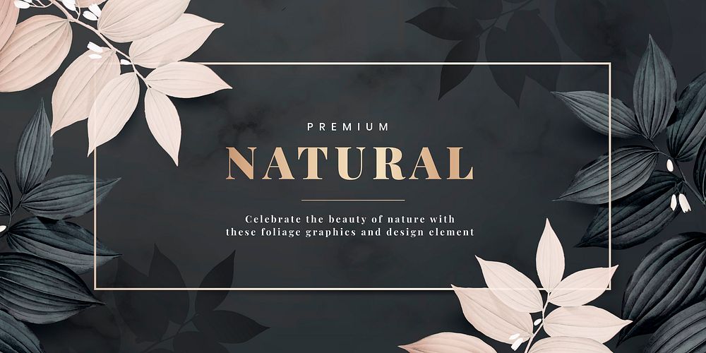 Premium natural frame decorated with pink leaves vector
