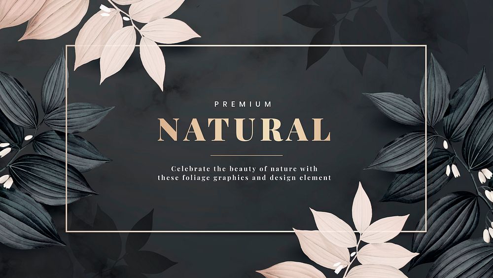 Premium natural frame decorated with pink leaves vector
