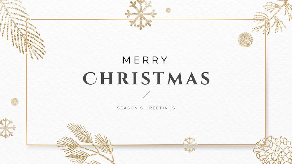 Christmas gold frame background template vector