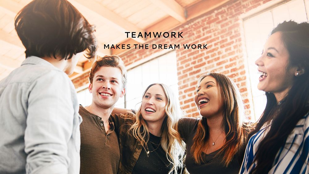 Teamwork makes the dream work social template vector
