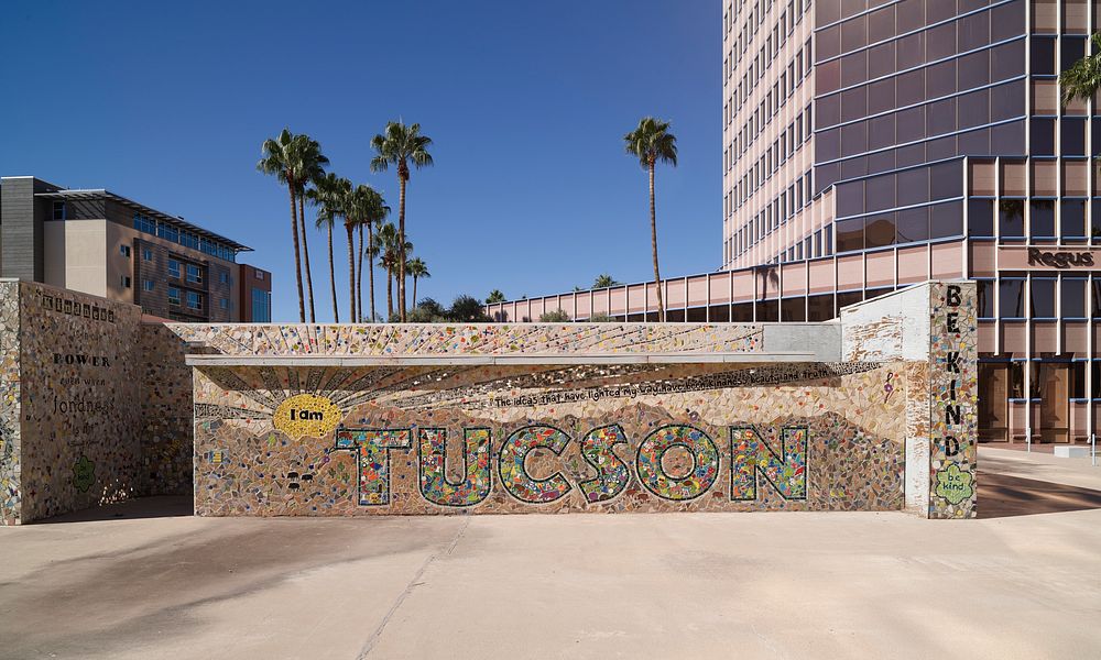 The &ldquo;I Am Tucson&rdquo; mosaic mural in Tucson, Arizona, is part of the Ben&rsquo;s Bells Project, an effort to spread…