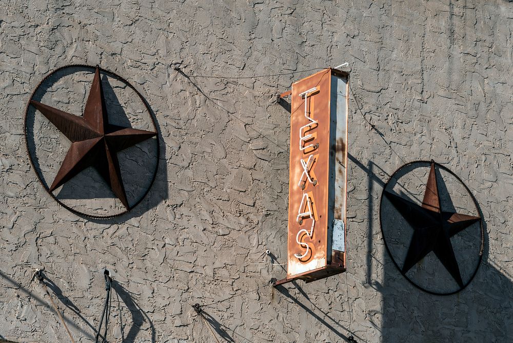 "Texas" sign on an old building in Stanton, Texas. Original image from Carol M. Highsmith&rsquo;s America, Library of…