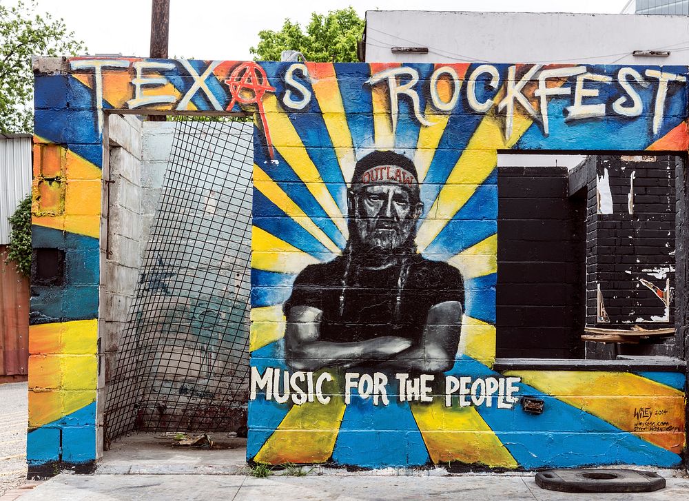 Mural outside the venue for the "Heart of Texas Quadruple Bypass Music Festival," more often known simply as the "Heart of…
