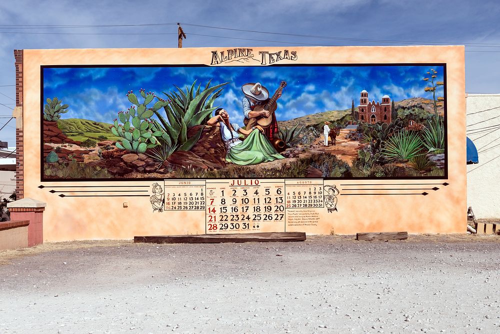 With the help of other local artists, muralist Stylle Read painted this stylized mural in downtown Alpine, Texas, to help…