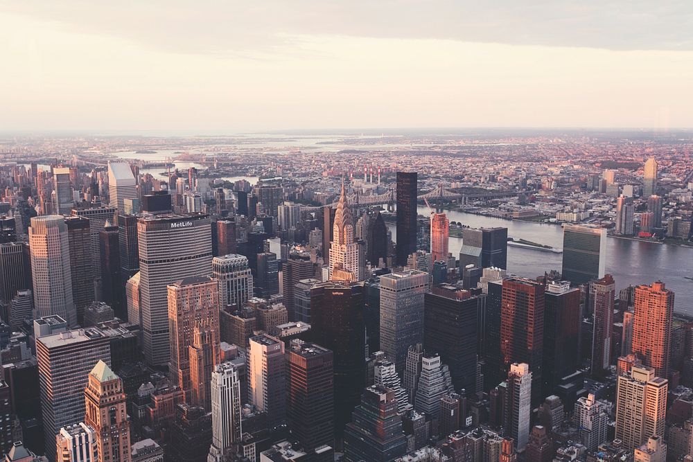 Aerial view of New York City. Original public domain image from Wikimedia Commons