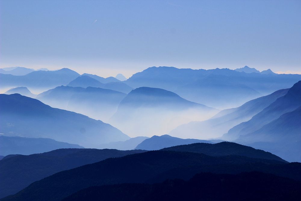 Blue mountain range. Original public domain image from Wikimedia Commons
