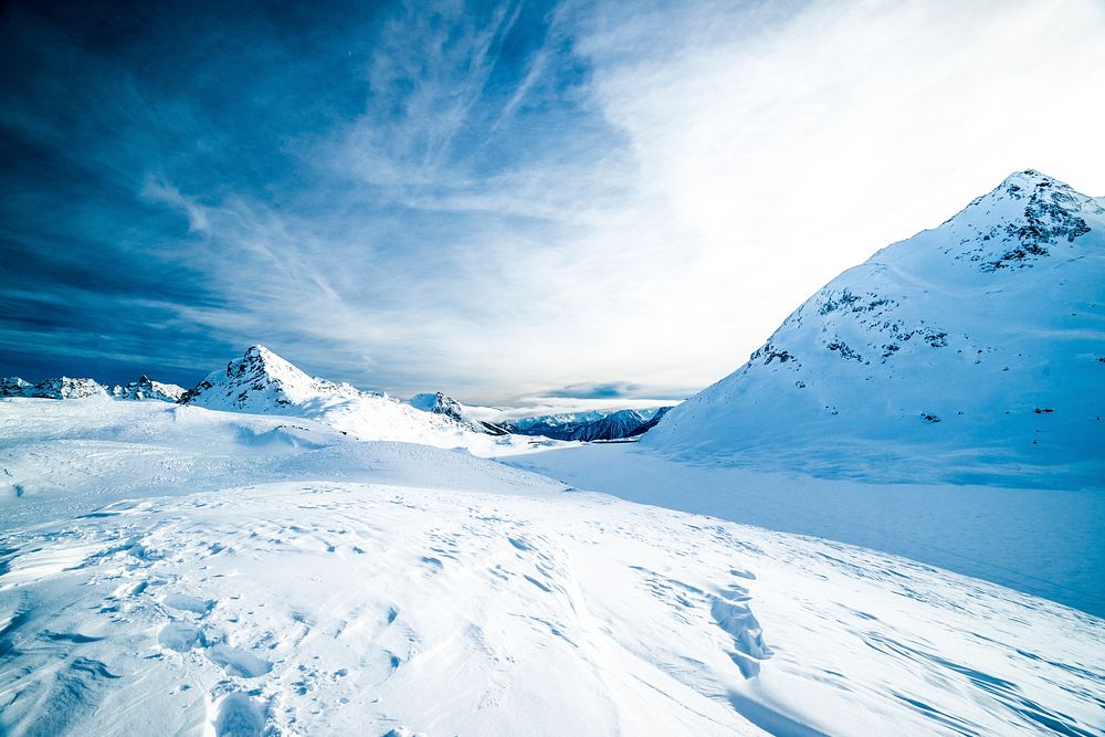 Frozen mountainous landscape. Original public domain image from Wikimedia Commons
