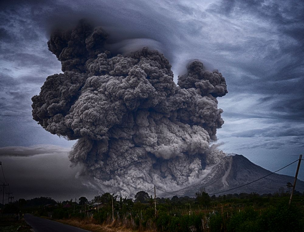 Volcano eruption. Original public domain image from Wikimedia Commons