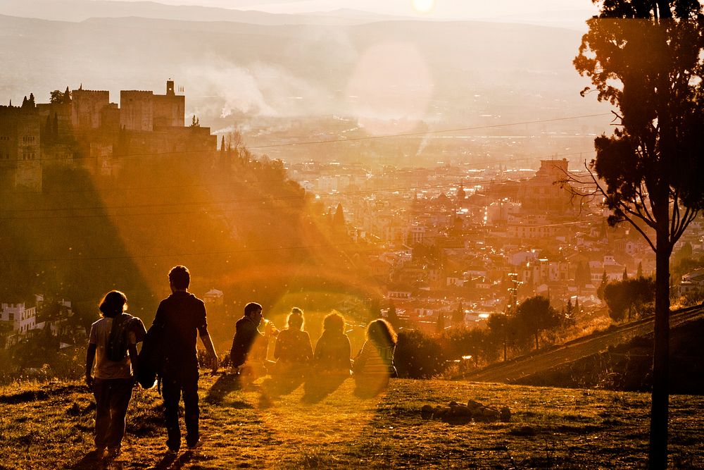 Sunset in Granada. Original public domain image from Wikimedia Commons