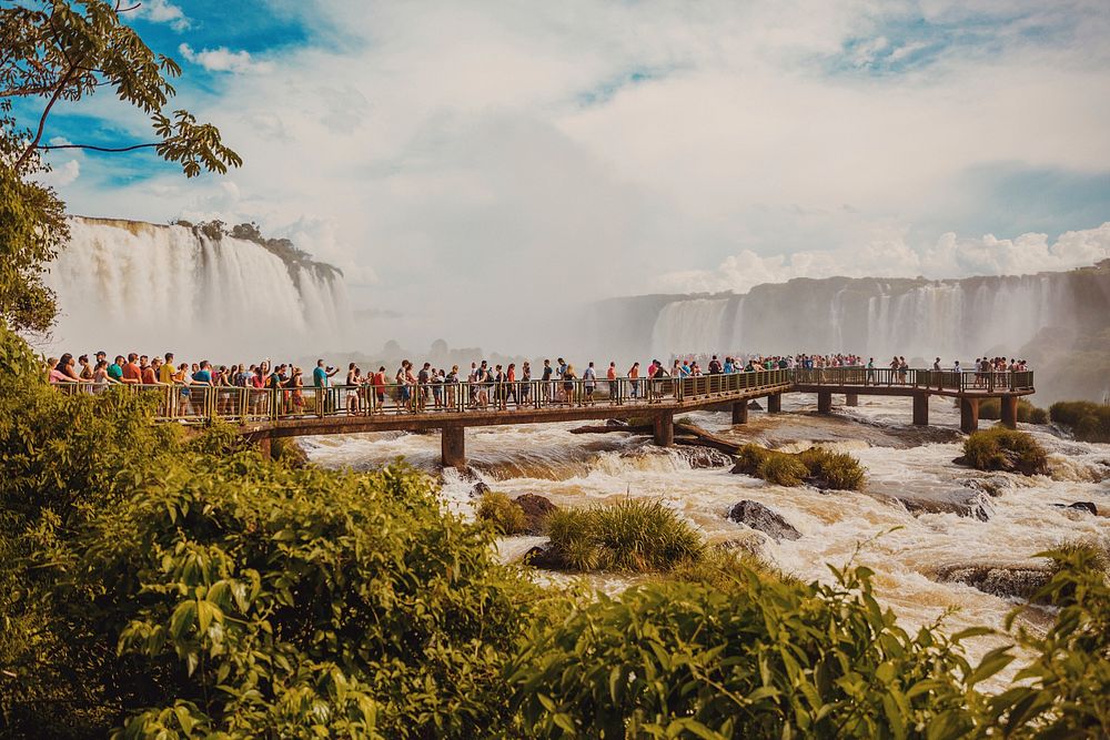 Iguazu Falls at Cataratas do Igua&ccedil;u, Brazli. Original public domain image from Wikimedia Commons