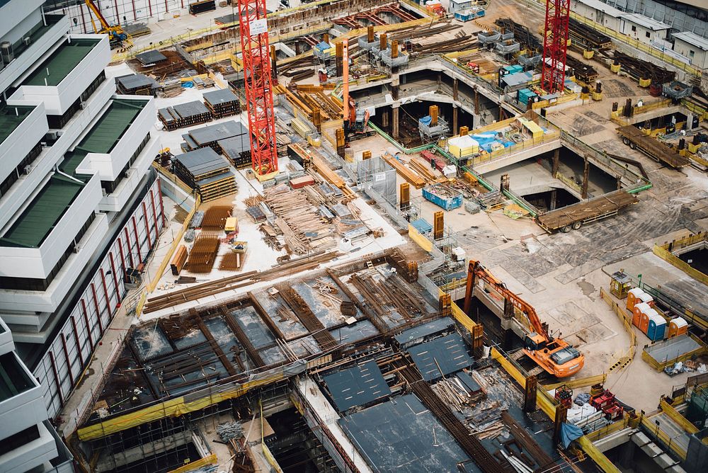 A view from above a construction site. Original public domain image from Wikimedia Commons