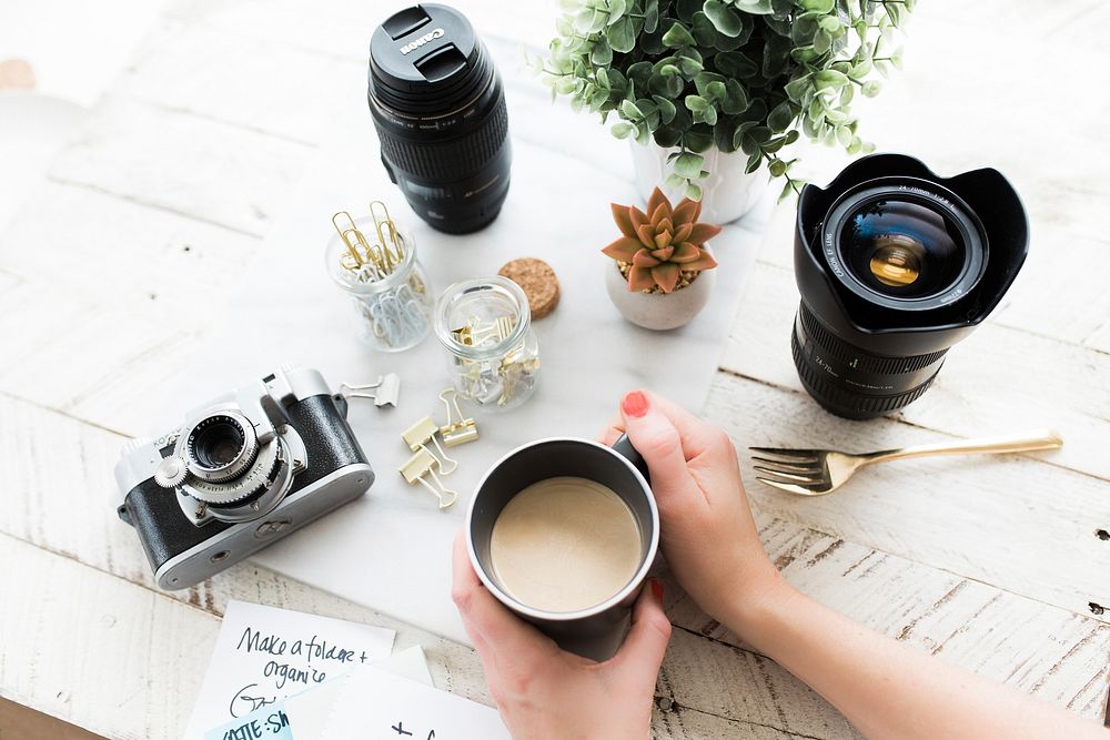 Coffee and camera. Original public domain image from Wikimedia Commons