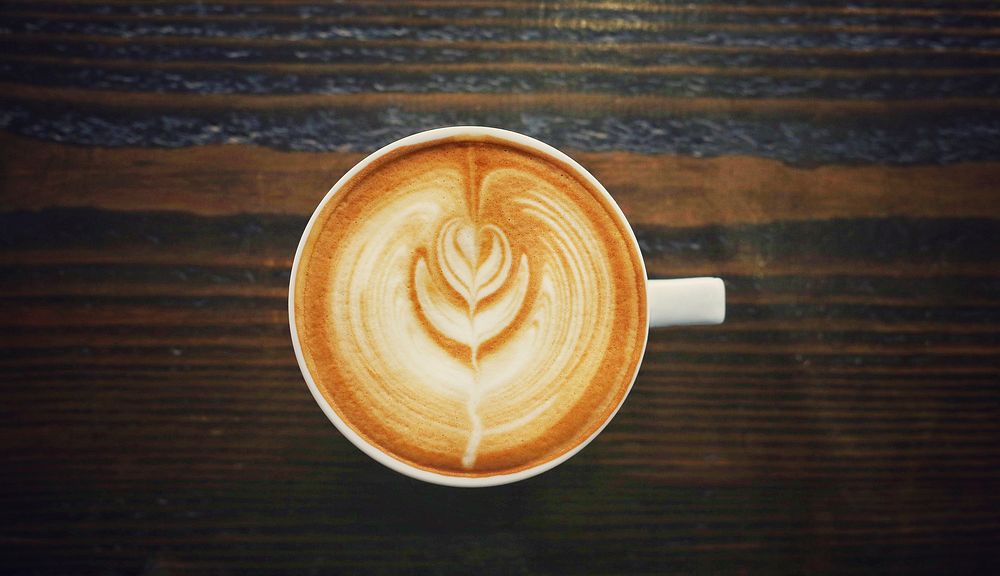 Aesthetic latte art background.Original public domain image from Wikimedia Commons