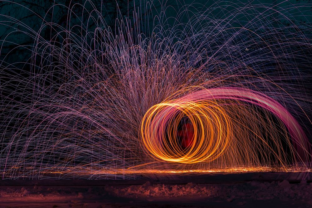 Pink and orange light long exposure photography. Original public domain image from Wikimedia Commons