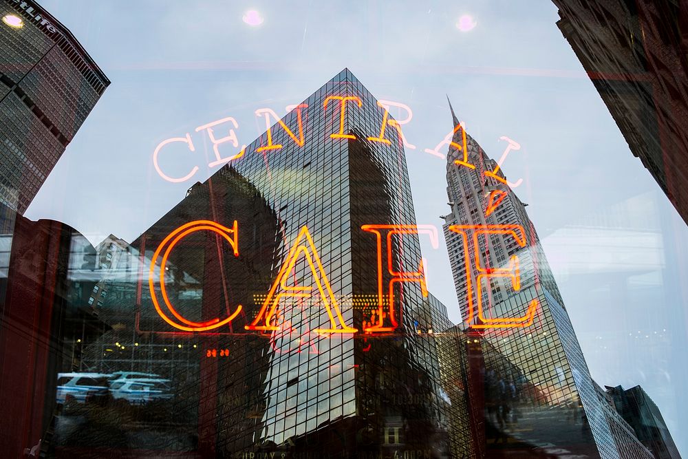 Cafe in the city. Original public domain image from Wikimedia Commons