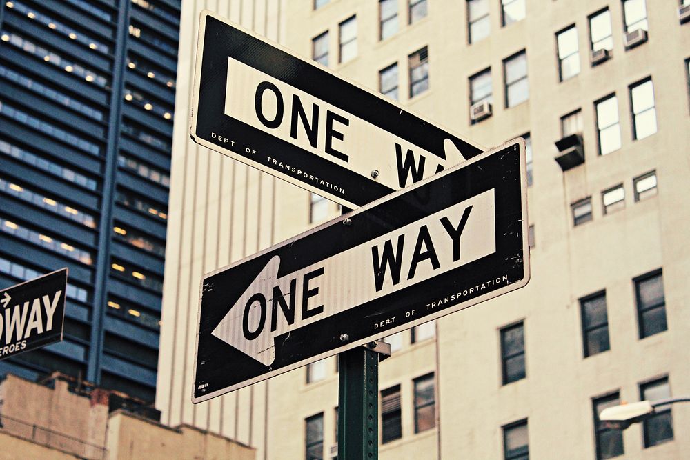One way sign in New York, United States. Original public domain image from Wikimedia Commons