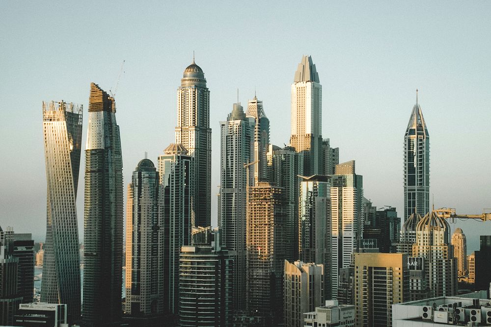 Dubai Marina Skyline. Original public domain image from Wikimedia Commons