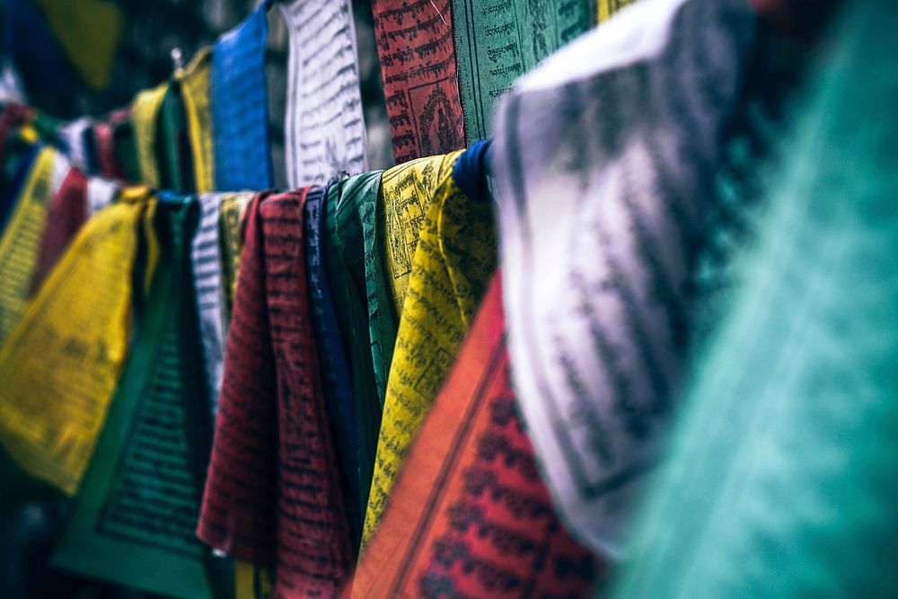Colorful Prayer Flags. Original public domain image from Wikimedia Commons