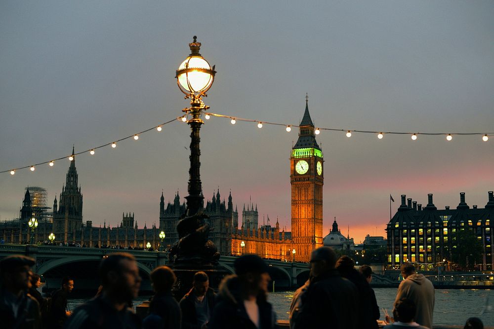 London at dusk. Original public domain image from Wikimedia Commons