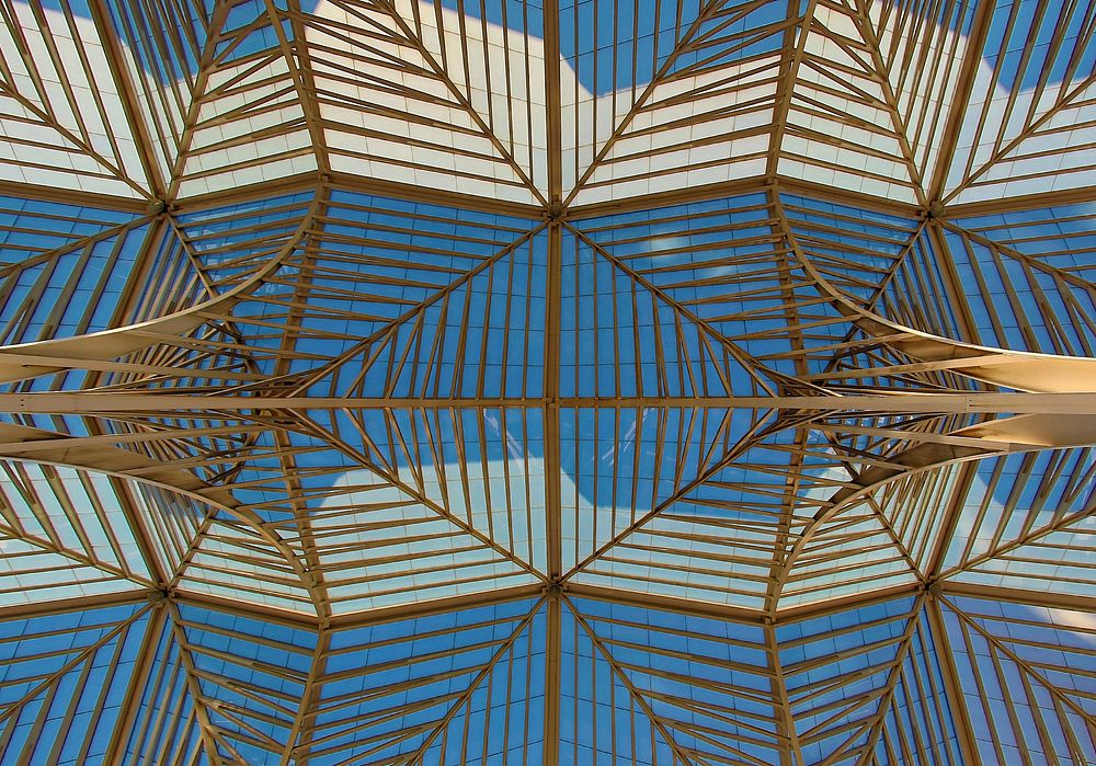 Geometric architecture in Lisbon, Portugal. Original public domain image from Wikimedia Commons