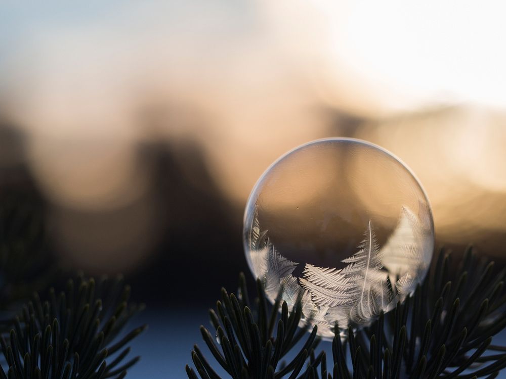 Bubble reflecting snow. Original public domain image from Wikimedia Commons