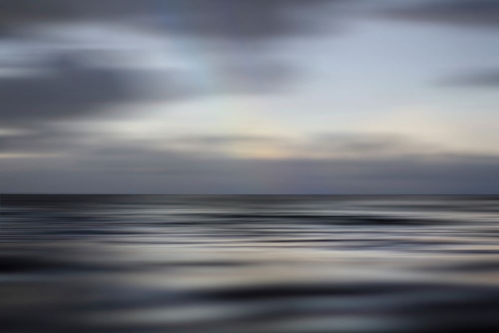 Calm ocean sea horizon shot with cloudy sky and reflection in Spring, Haleiwa. Original public domain image from Wikimedia…