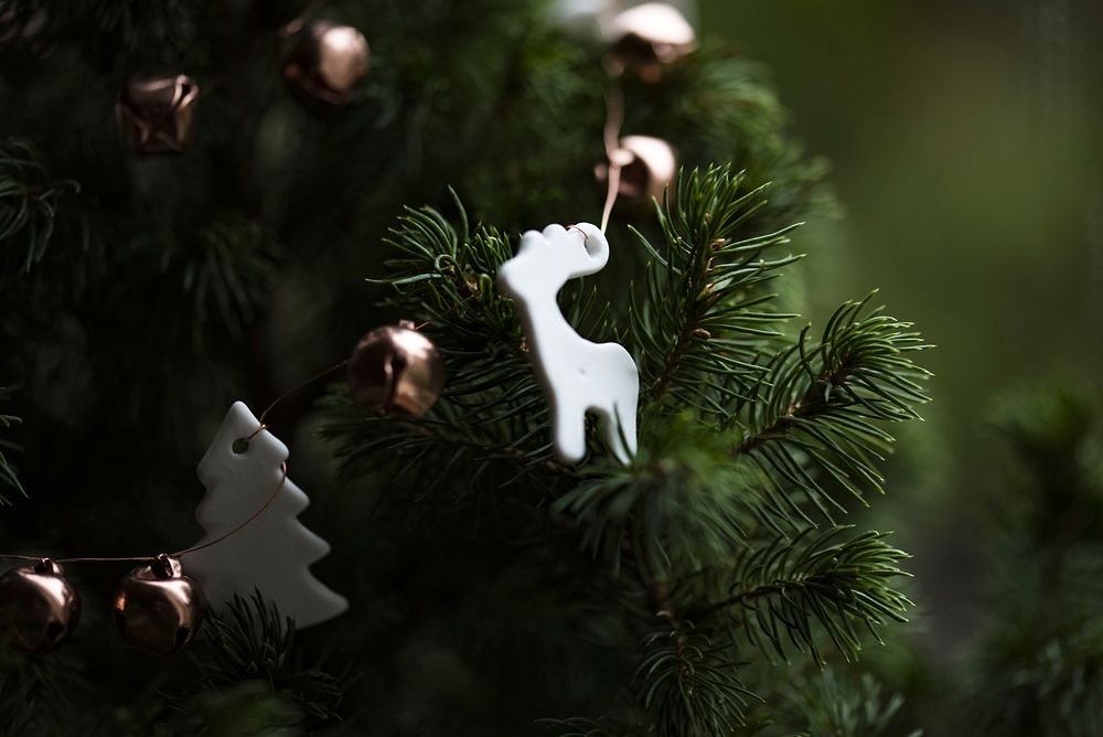 Reindeer ornament on Christmas tree. Original public domain image from Wikimedia Commons