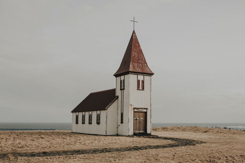 Church in the middle of nowhere. Original public domain image from Wikimedia Commons