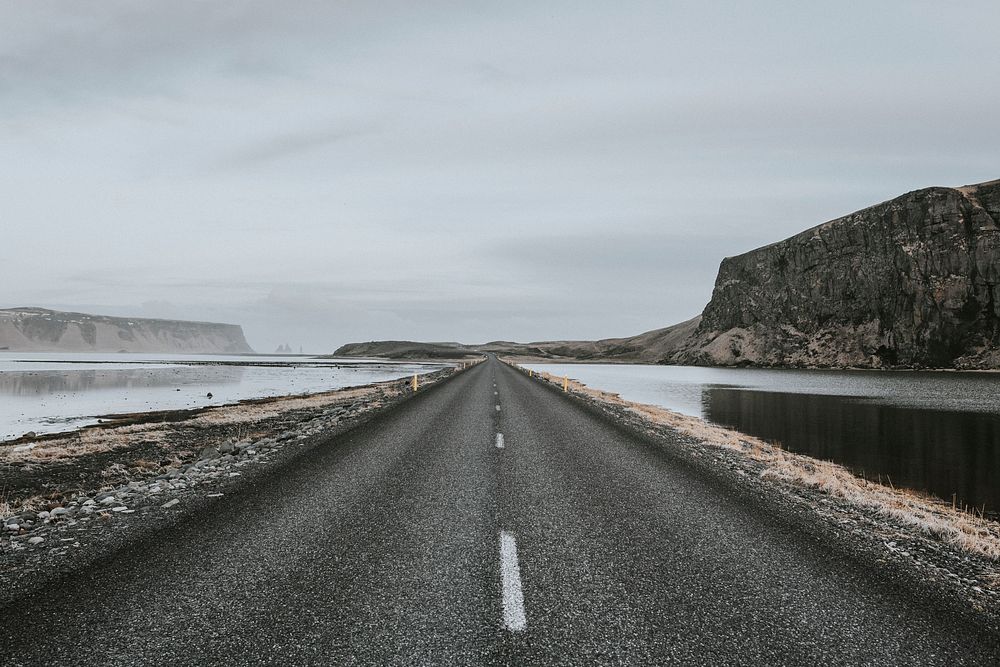 Road in Dyrhólaey Arch, Vík, Iceland. Original public domain image from Wikimedia Commons