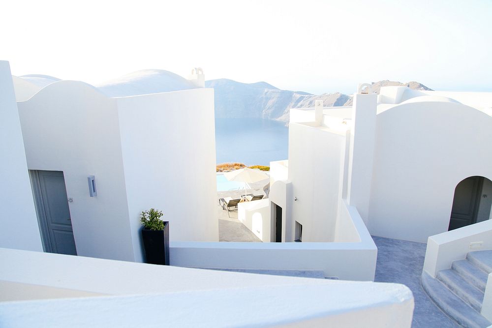 Greece white villa. Original public domain image from Wikimedia Commons